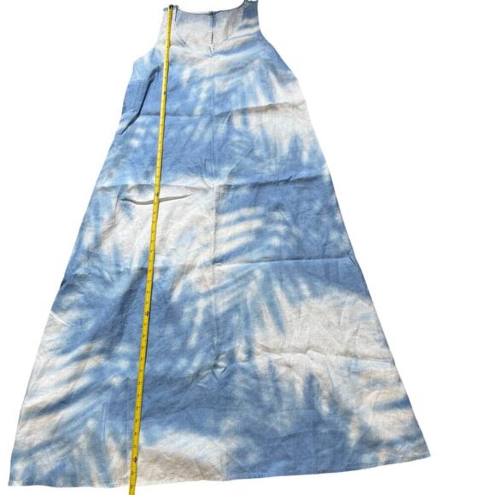 J Jill Love Linen A Line Blue White Beach Tie Dye Maxi w/ Pockets Women Dress - Picture 4 of 8
